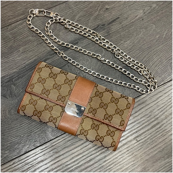 Authentic Gucci GG Canvas Long Wallet with chain - Picture 8 of 15